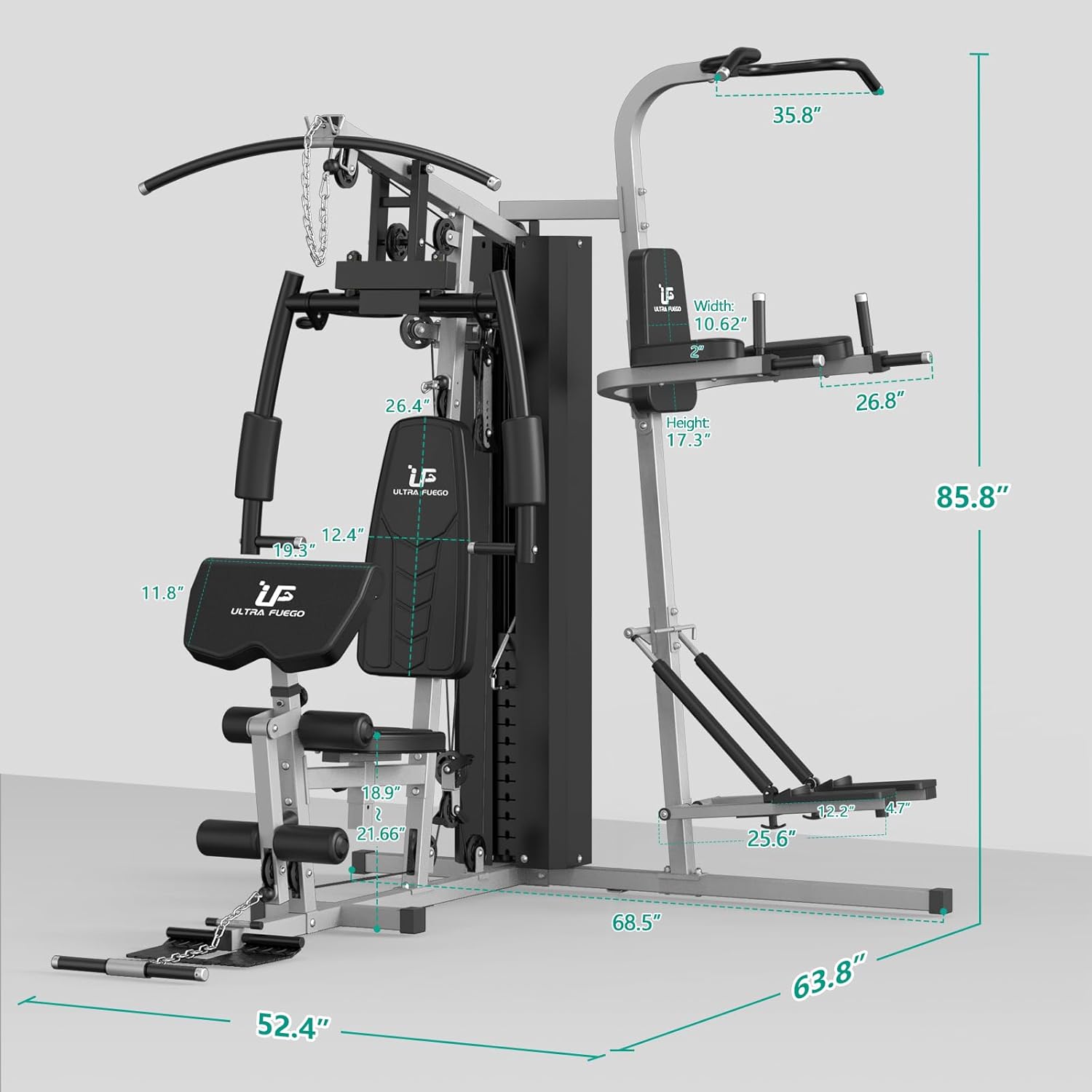 ULTRA FUEGO Multifunctional Home Gym Equipment Workout Station with Pulley System, Arm, and Leg Developer for Full Body Training