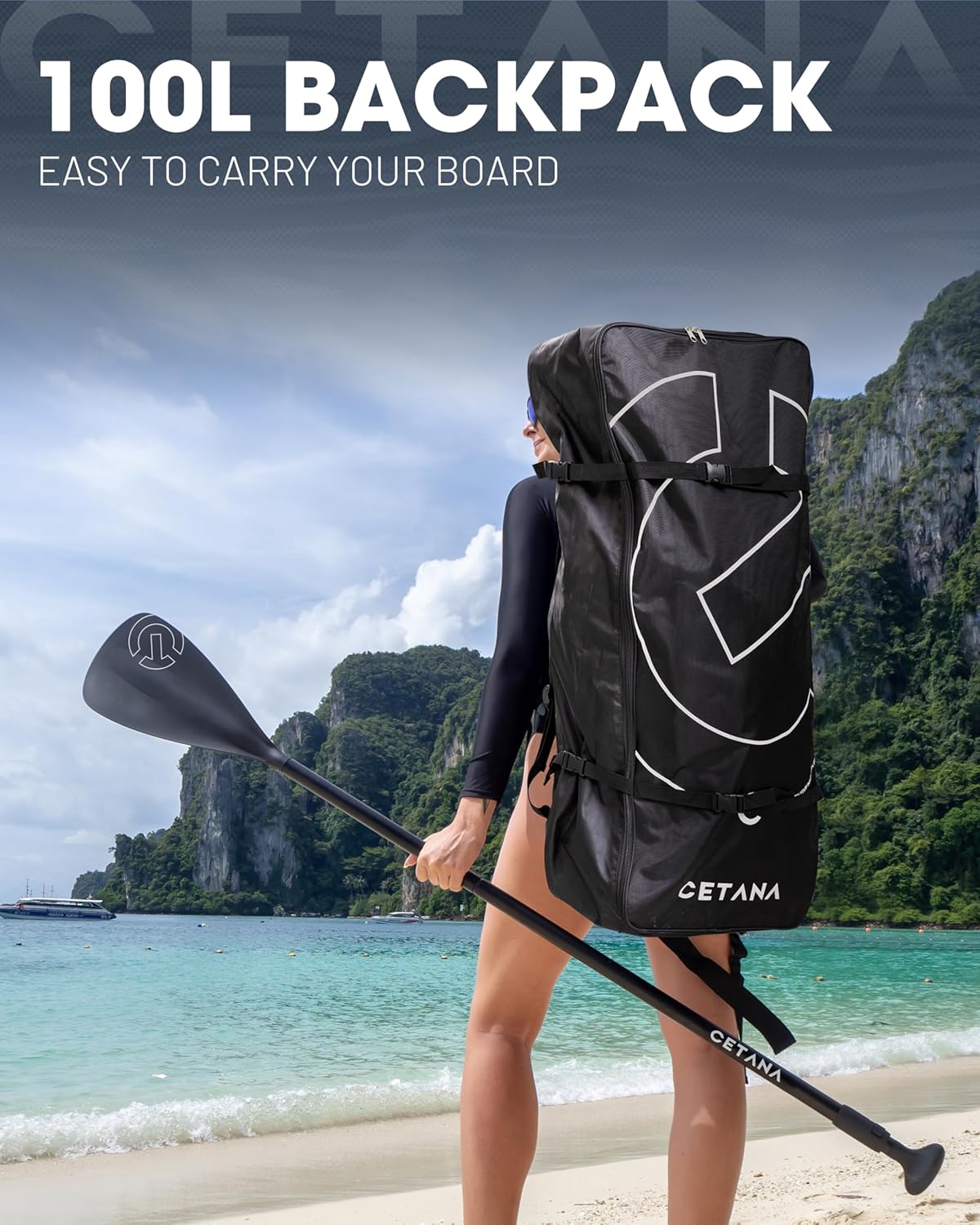 CETANA Extra Wide Inflatable Paddle Board 11'6 x 35" x 6", 450LB High Weight Capacity Wide Stable Stand Up Paddle Board for Beginners, 2–3 Person Large Paddleboard with 3 Fins, Dual Bungee, 15 D Rings