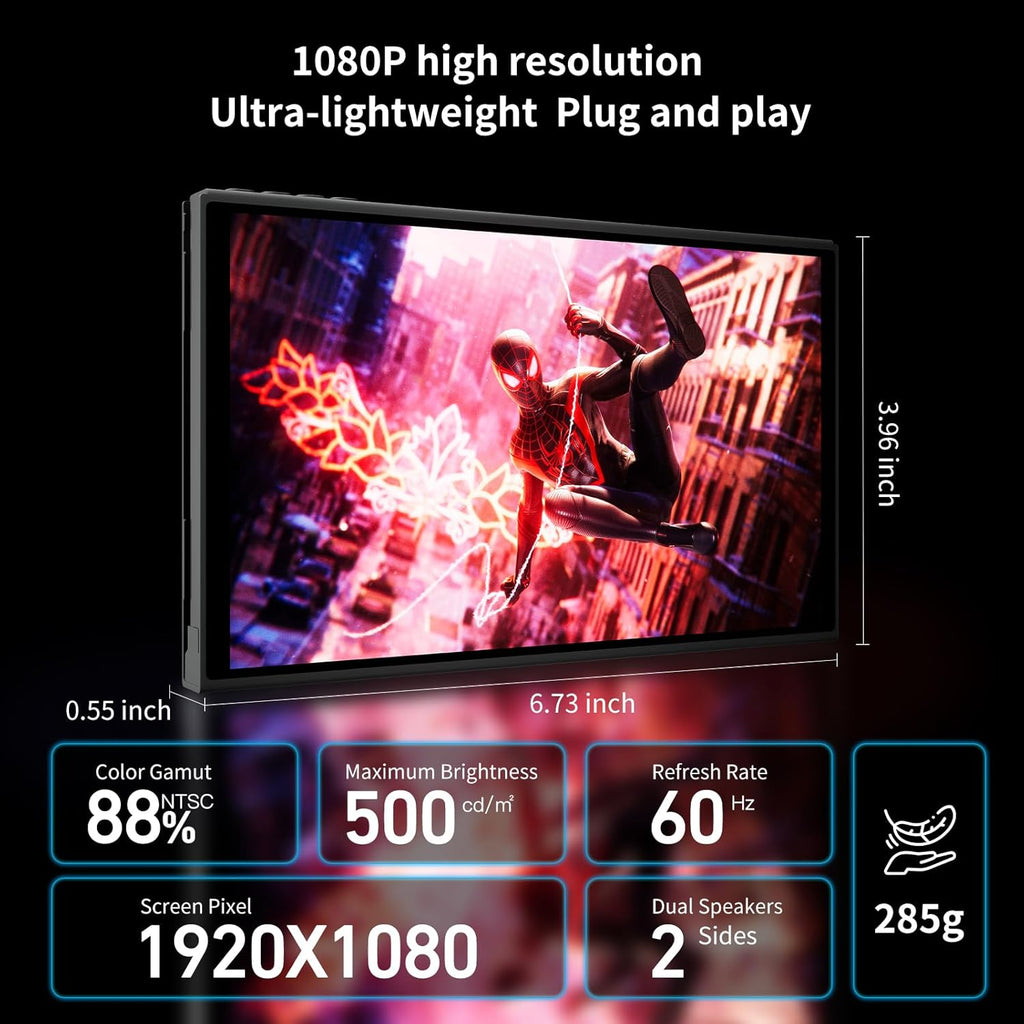7 inch 60Hz Streaming Gaming Handheld, 0 Latency 100ft Wireless Game Console Monitor Touchscreen for PC,Xbox,PS5/4,Switch(V3 SE)