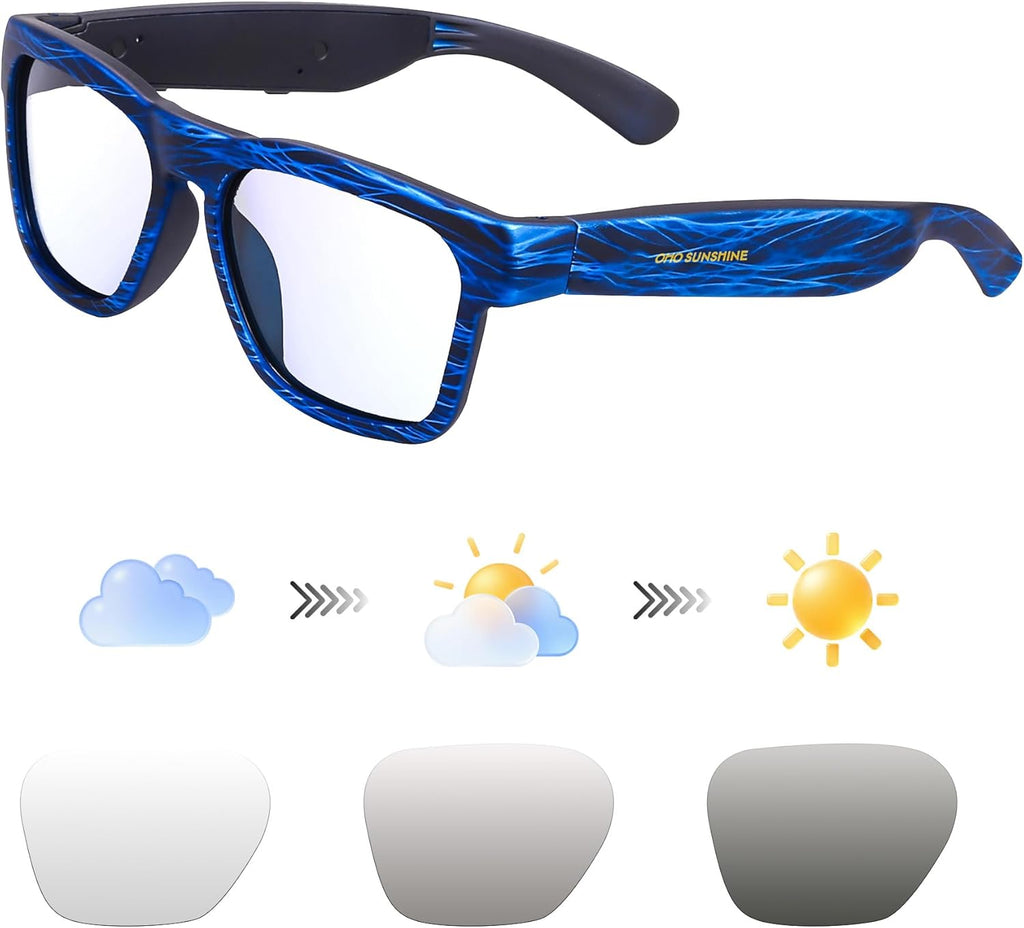 OhO sunshine Bluetooth Audio Sunglasses, Lightweight Open Ear Sport Glasses, 10H Playtime,Water Resistant with Voice Control