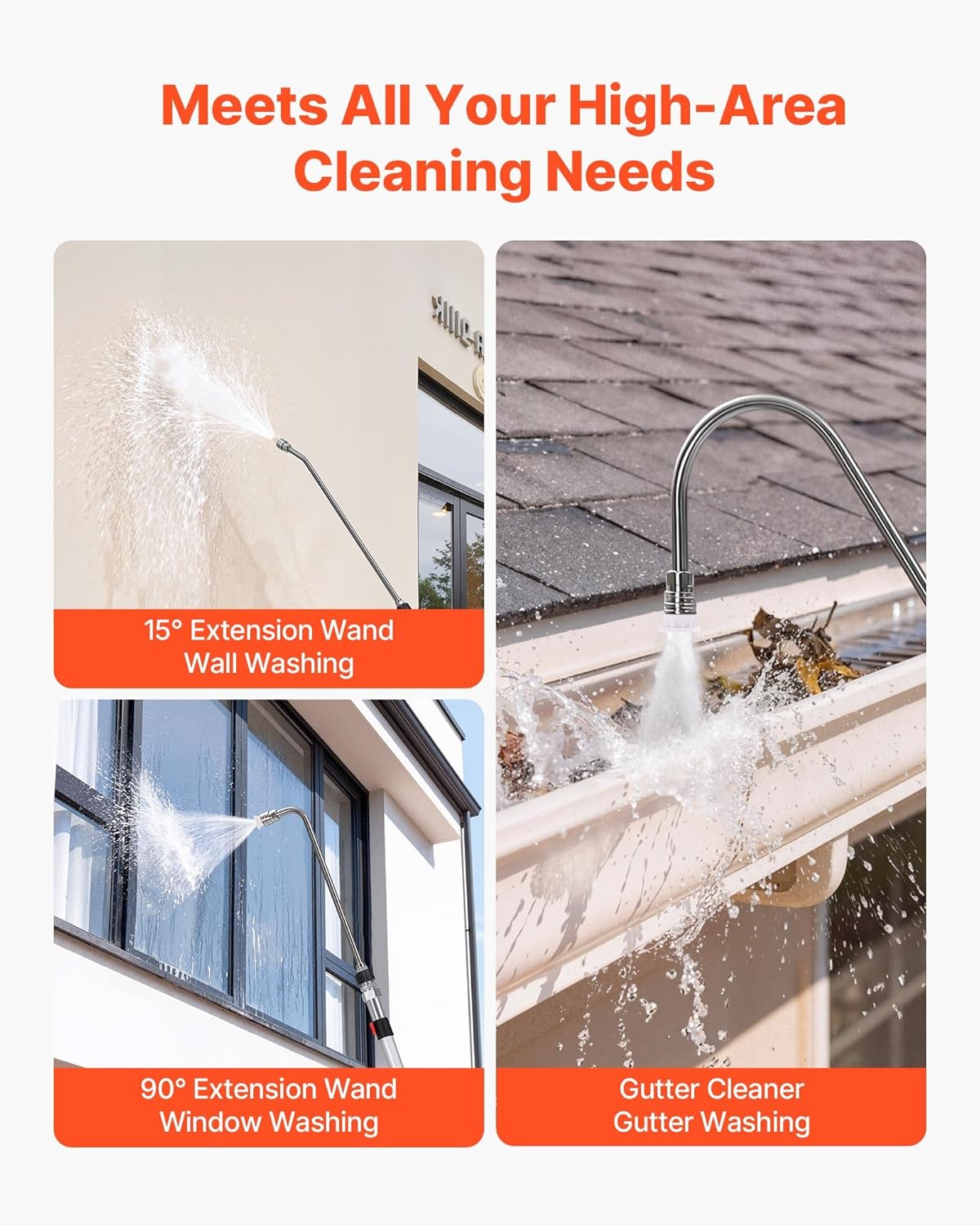 VEVOR 25 FT Pressure Washer Telescoping Wand, with Power Washer Extension Wands & High Pressure Hose, Brush Head, 7 Nozzles, Hose Adapter, Upgrade Support Belt, Storage Bag, 4000 PSI for High Cleaning