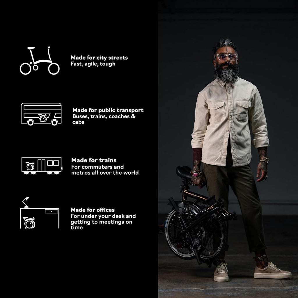 Brompton Folding Commuter Bike C Line 12-Speed | Compact, Lightweight, Urban Bike for Adults