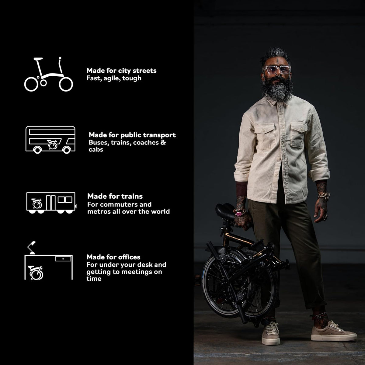 Brompton Folding Commuter Bike C Line 12-Speed | Compact, Lightweight, Urban Bike for Adults