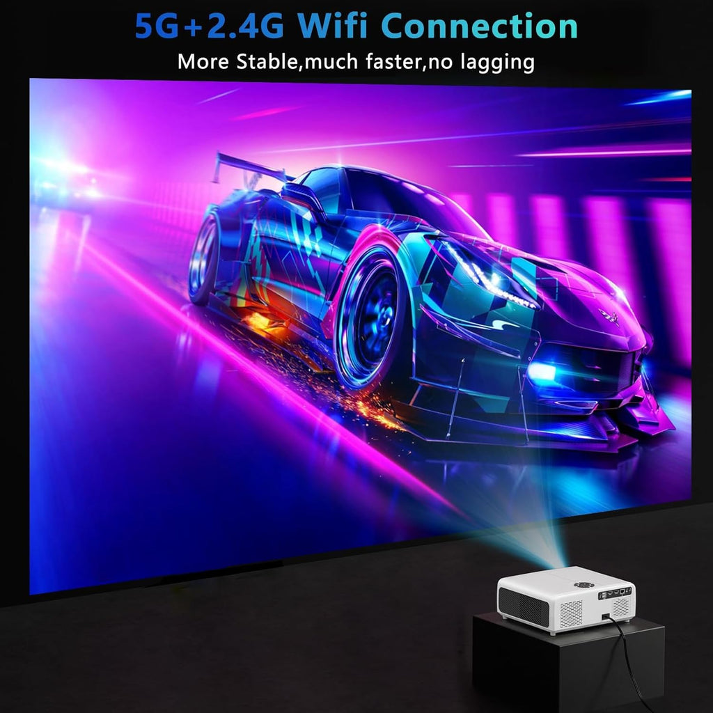 2000 ANSI Auto Focus  FHD 4K Outdoor Projector with WiFi and Bluetooth,4K Movie Projector, Auto Keystone 50% Zoom,30W Speaker,Dust-Proof,Home Theater Projector 4K+ for Phone/TV Sticks/PC/USB