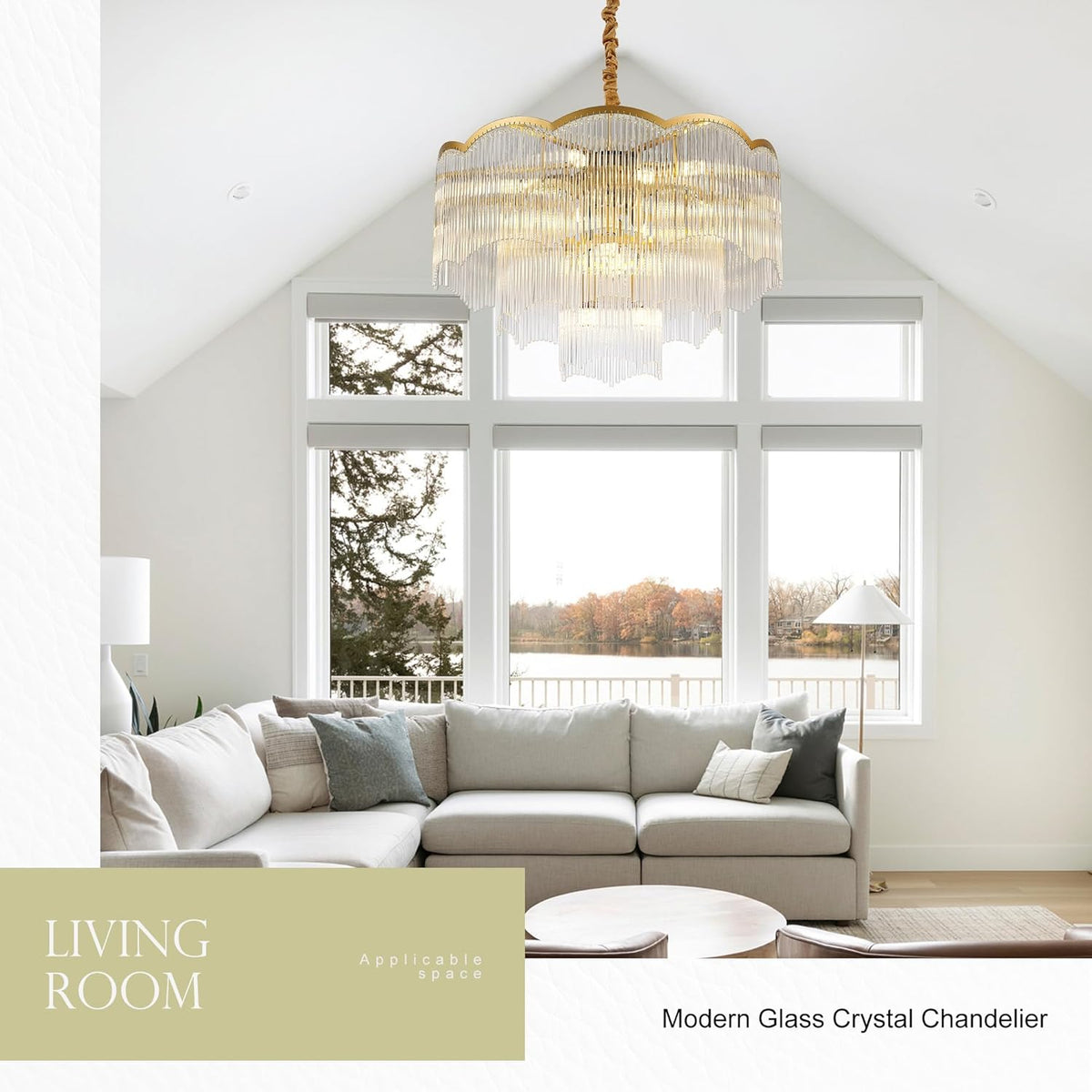 27.75" Gold Clear Glass Crystal Chandelier 14-Light Modern Crystal Pendant Ceiling Light Fixture 4-Tier Luxury Glass Chandeliers,for Dining Room Kitchen Island Living Room Bedroom