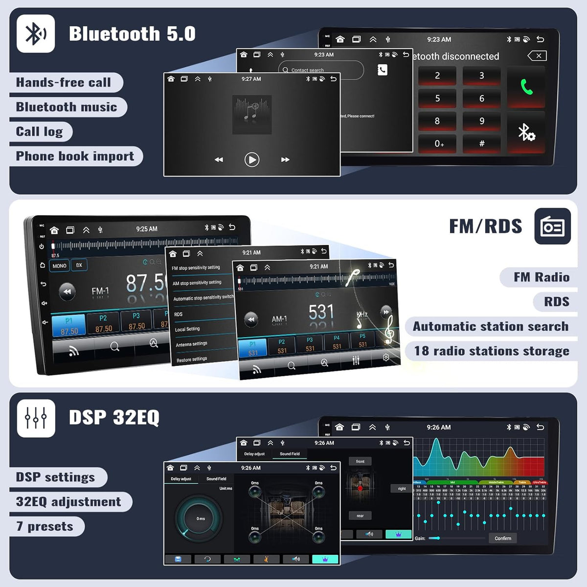 4G+64G Android 13 Car Stereo for Lexus ES250 ES300 ES330 2001-2006 9 Inch Touch Screen with CarPlay Android Auto Bluetooth Weather Forecast 59UI GPS Navigation WiFi Network Radio