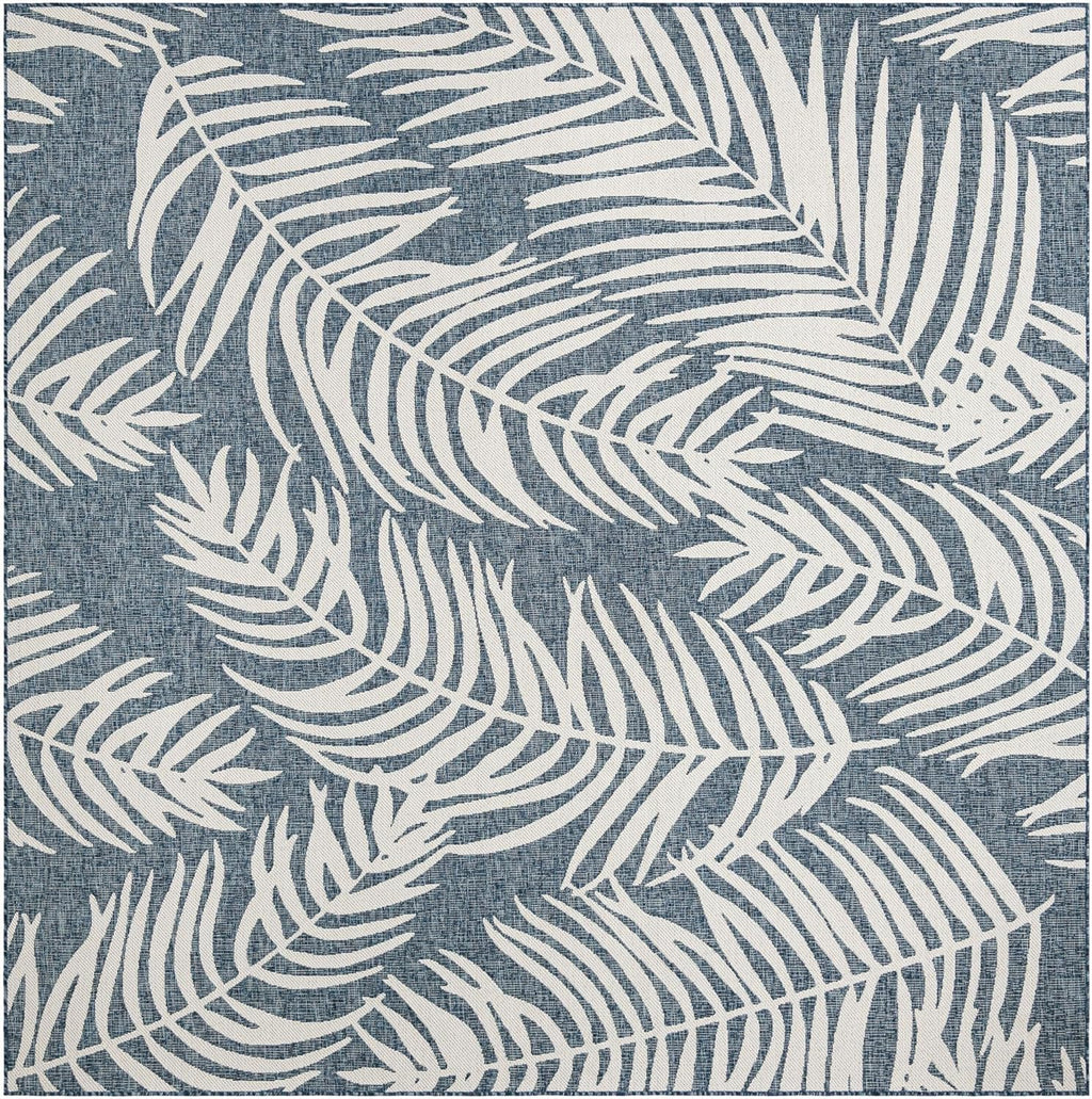 Unique Loom Outdoor Botanical Collection Area Rug - Palm (10' Square Blue/Navy Blue)