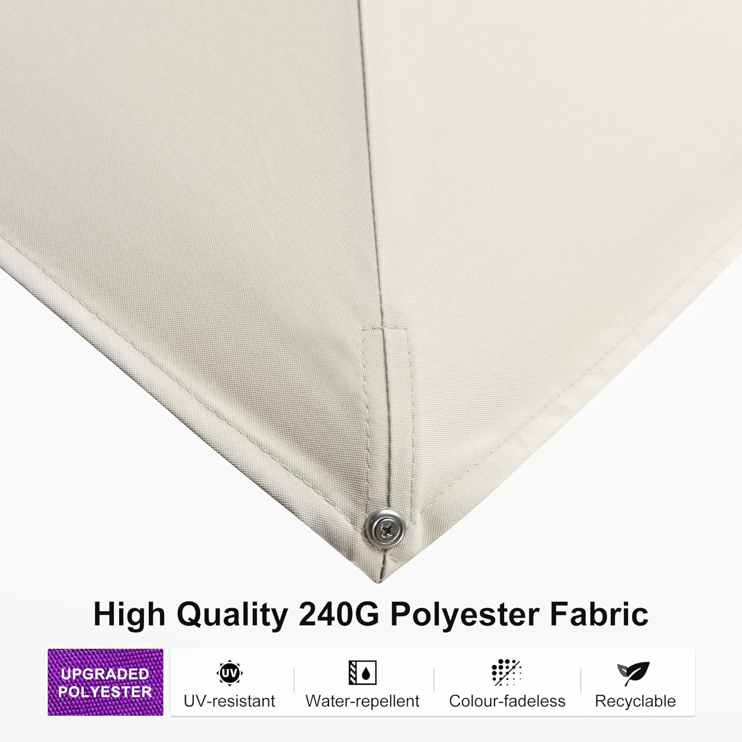 PURPLE LEAF 11FT Patio Umbrella Square Cantilever Umbrella Teak Finished Aluminum Frame Large Windproof Offset Outdoor Sun Umbrellas for Beach Pool Deck, Cream
