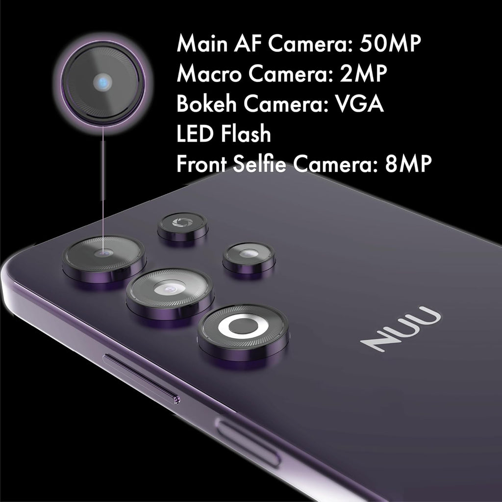 NUU N30 Cell Phone Unlocked for T-Mobile, Mint, Metro, Qlink, Tello 6GB/128GB, Teen Phone, Dual SIM 4G, Octa-Core 6.7" 90Hz HD+, Any Parental APP, Unlocked Android Phones, Purple, 1 Year US Warranty