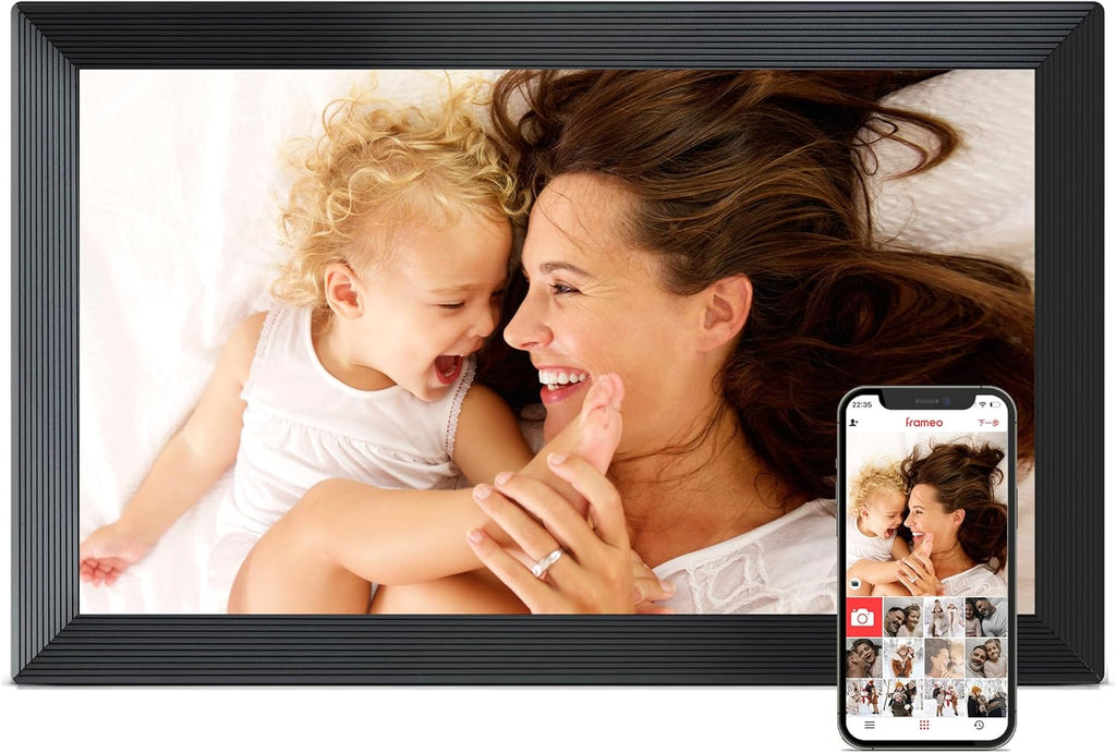 Digital Picture Frame, Frameo 15.6 inch Large Digital Photo Frame WiFi, 1920 * 1080 IPS FHD Touchscreen, 32GB Storage, Instant Share Photo Video, Gift for Mom