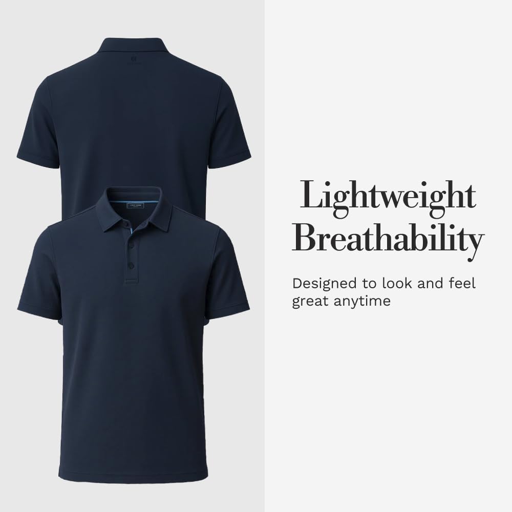 Cole Haan Ashland Golf Polo Shirts for Men - Sophisticated Premium Jersey Knit with Stretch and Cooling Moisture Management