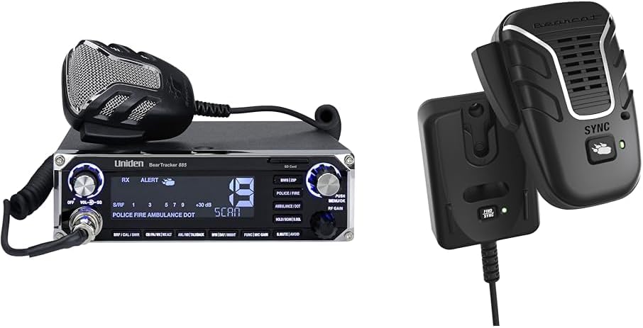Uniden BEARTRACKER 885 Hybrid Full-Featured 40-Channel 4-Watt CB Radio + Digital TrunkTracking Police/Fire/Ambulance Scanner Bundle with BC906W Wireless CB Microphone Speaker