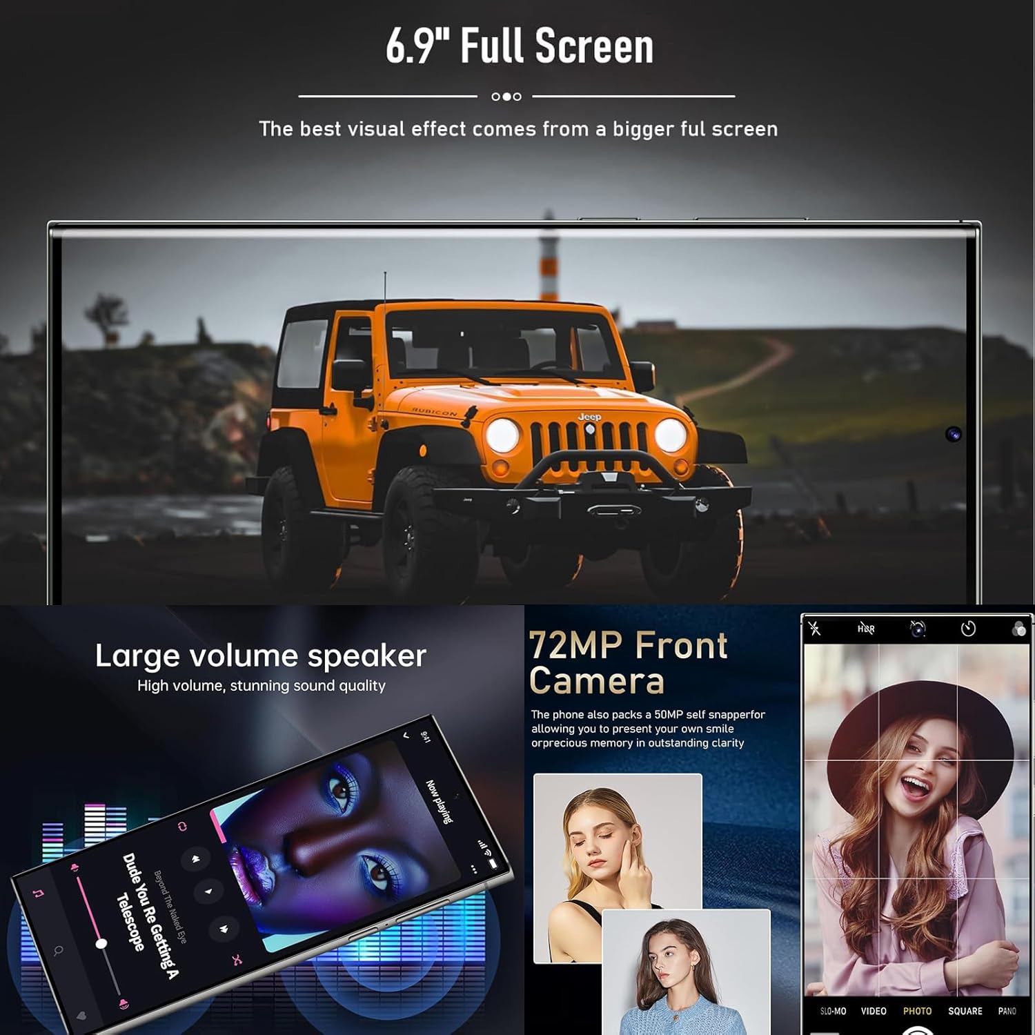I24 Ultra 5G Unlocked Phones 8+512GB Android13 Smartphone Battery 6800mAh 6.9" HD Screen Unlocked Cell Phone,48MP+108MP Camera/Face ID/5G/Fingerprint Lock/Dual SIM/GPS (White)