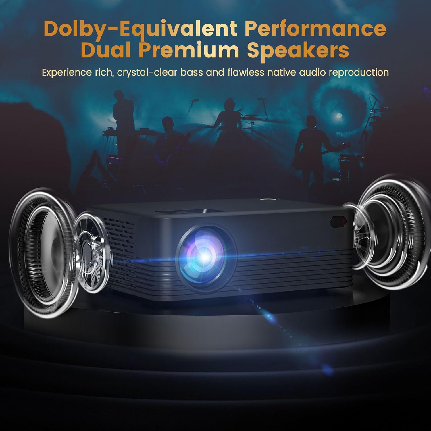 Projector with WiFi and Bluetooth, Native Full HD 1080P Bluetooth Mini Projector,4K Support,Video Projector for Home Theater, Compatible with Smartphone, HDMI, USB, AV, Fire Stick, PS5