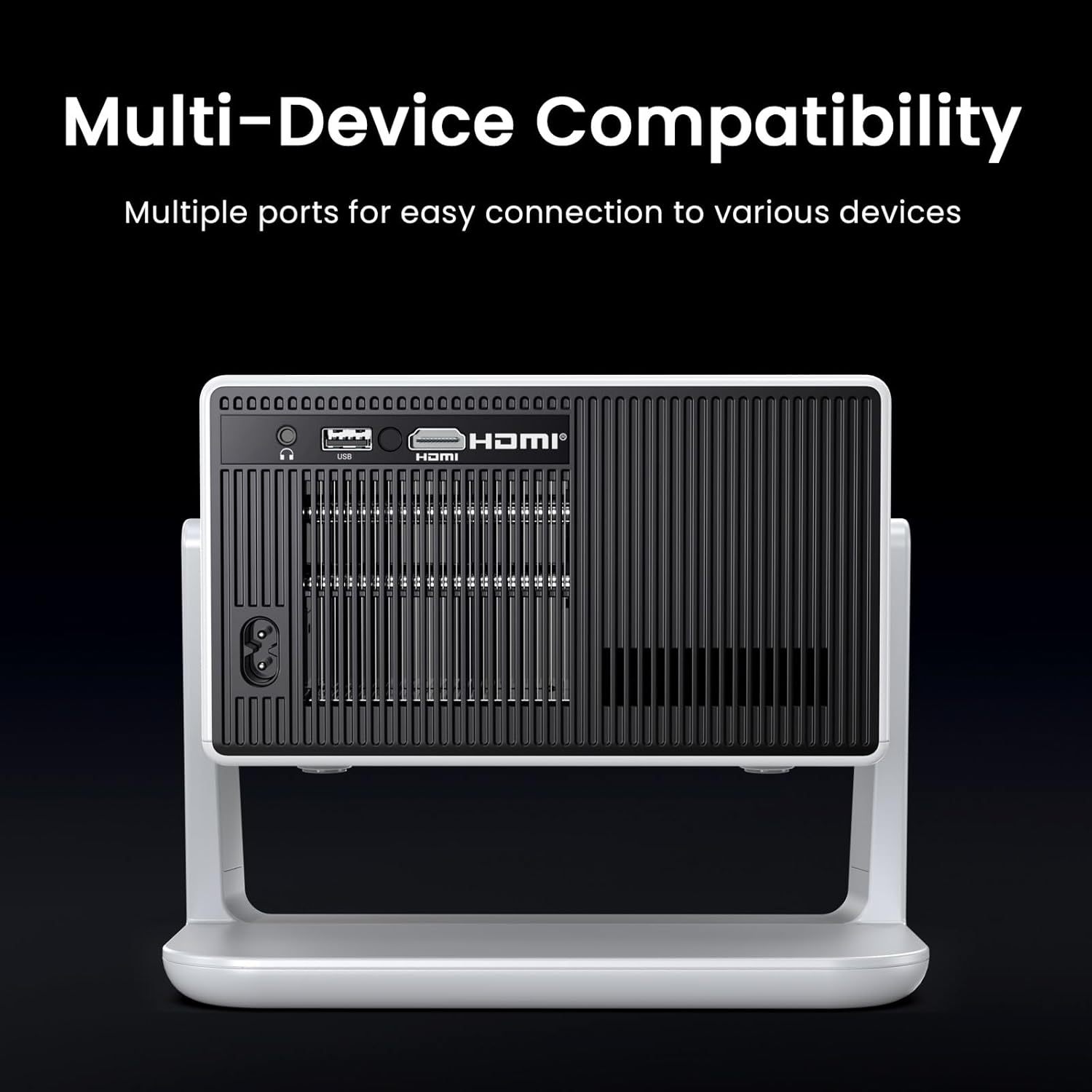 1500 ANSI Smart Projector, Portable Projector with WiFi and Bluetooth, HAPPRUN 4K Full HD Home Theater with 270° Stand, Dolby Sound, Built-in Apps,Compatible with Phone & PC, Indoor & Outdoor Use