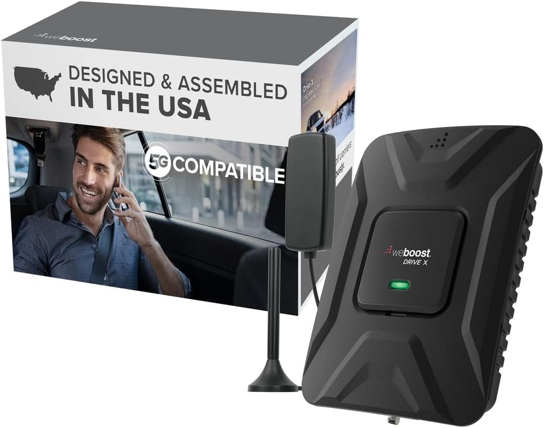 weBoost Drive X - Vehicle Cell Phone Signal Booster | 5G & 4G LTE | Magnetic Roof Antenna | Boosts All U.S. Carriers - Verizon, AT&T, T-Mobile | Made in the U.S. | FCC Approved (model 475021)