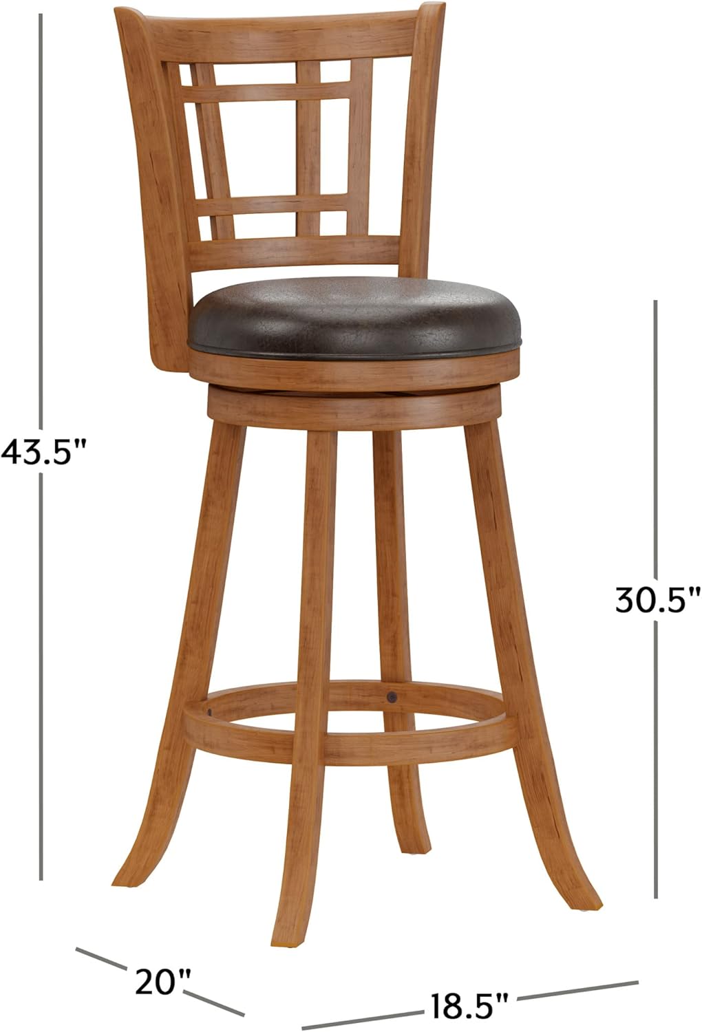 Hillsdale Fairfox 30.5" Wood Swivel Bar Height Stool, Oak