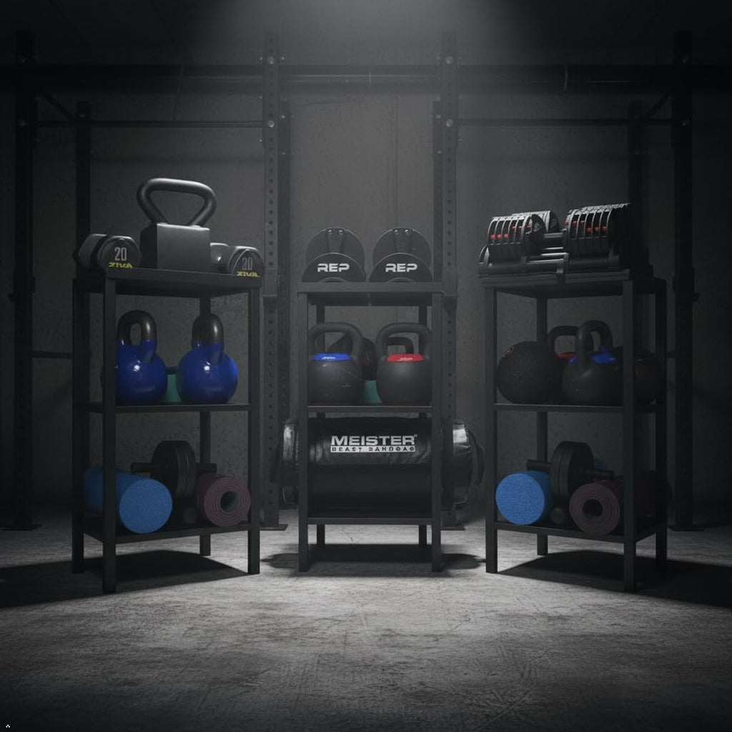 Commercial Heavy Duty Adjustable Dumbbell Stand & Kettlebell Stand, Adjustable Dumbbell Weight Rack, Kettlebell Storage Rack, Weight Rack for Garage/Home Gym/Commercial with Non-Slip Base, Anti-Tip Safety & Space-Saving Design, Weight Capacity 500/60