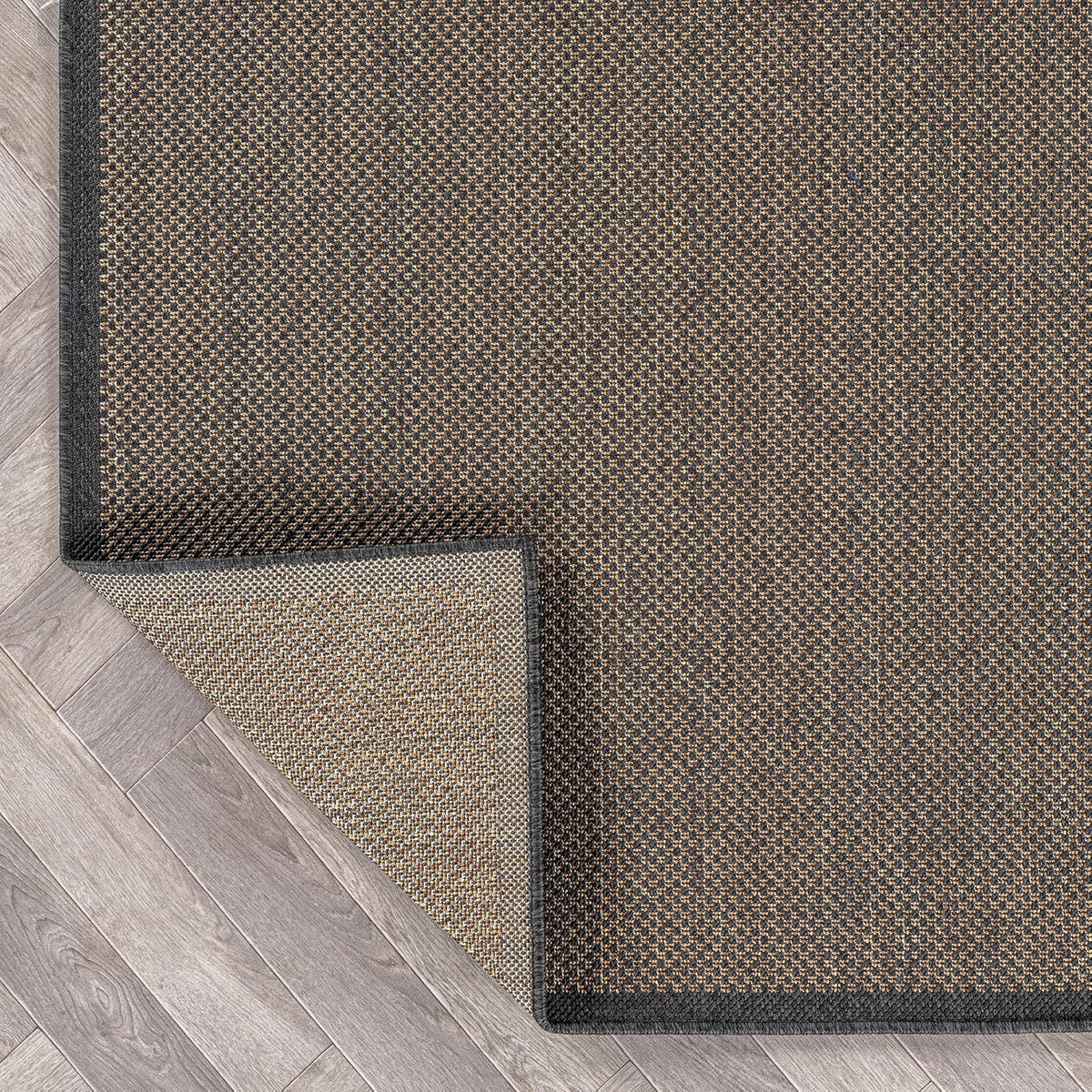Rugshop Diamond Grid Indoor Outdoor Flat Woven Area Rug,Natural Jute-Style, Easy-Care Patio Rug for Backyard Porch Deck Balcony, 9' x 12' Dark Gray/Natural