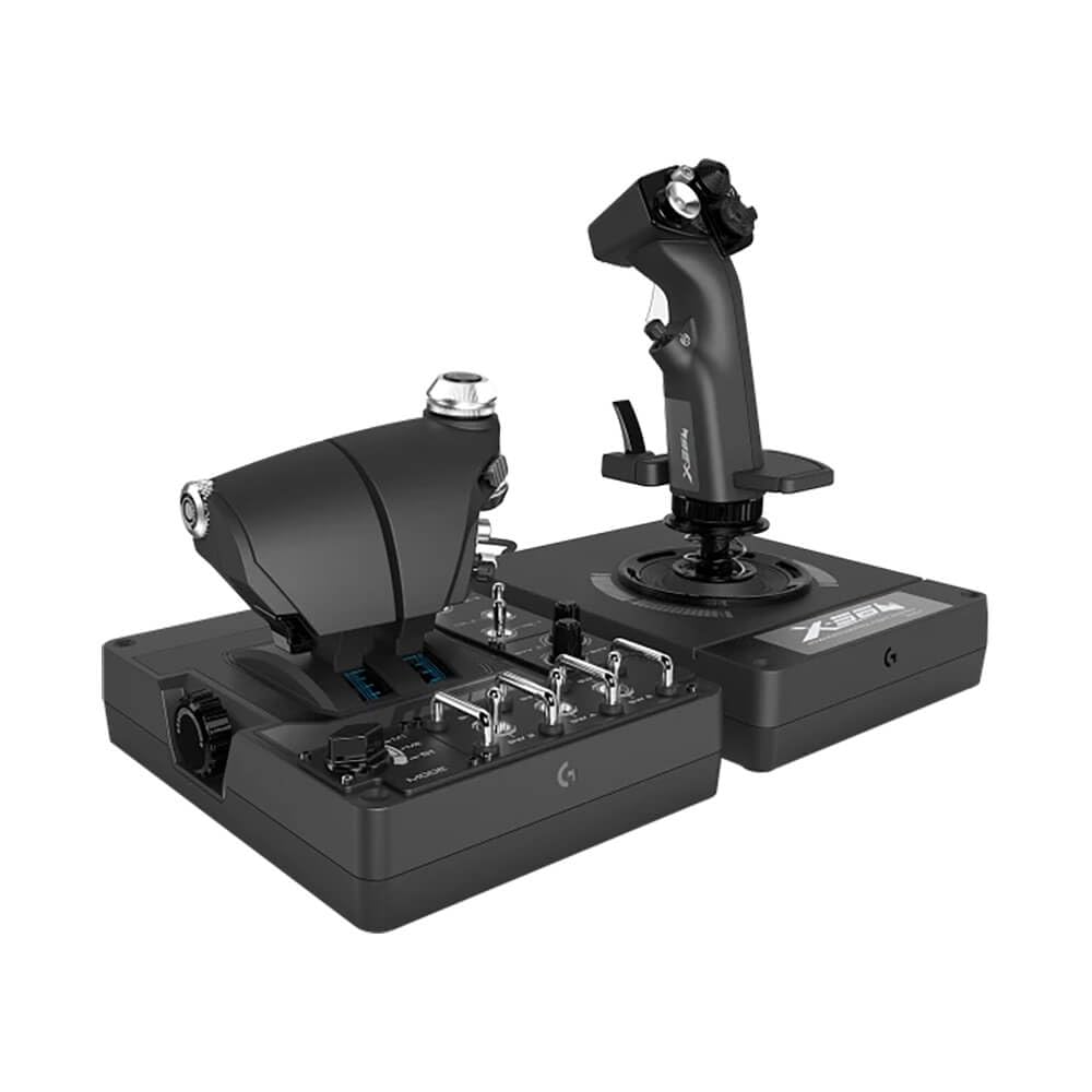 Logitech G X56 H.O.T.A.S Throttle and Joystick Flight Simulator Game Controller, 4 Spring Options, +189 Programmable Controls, RGB Lighting, 2x USB, PC - Black
