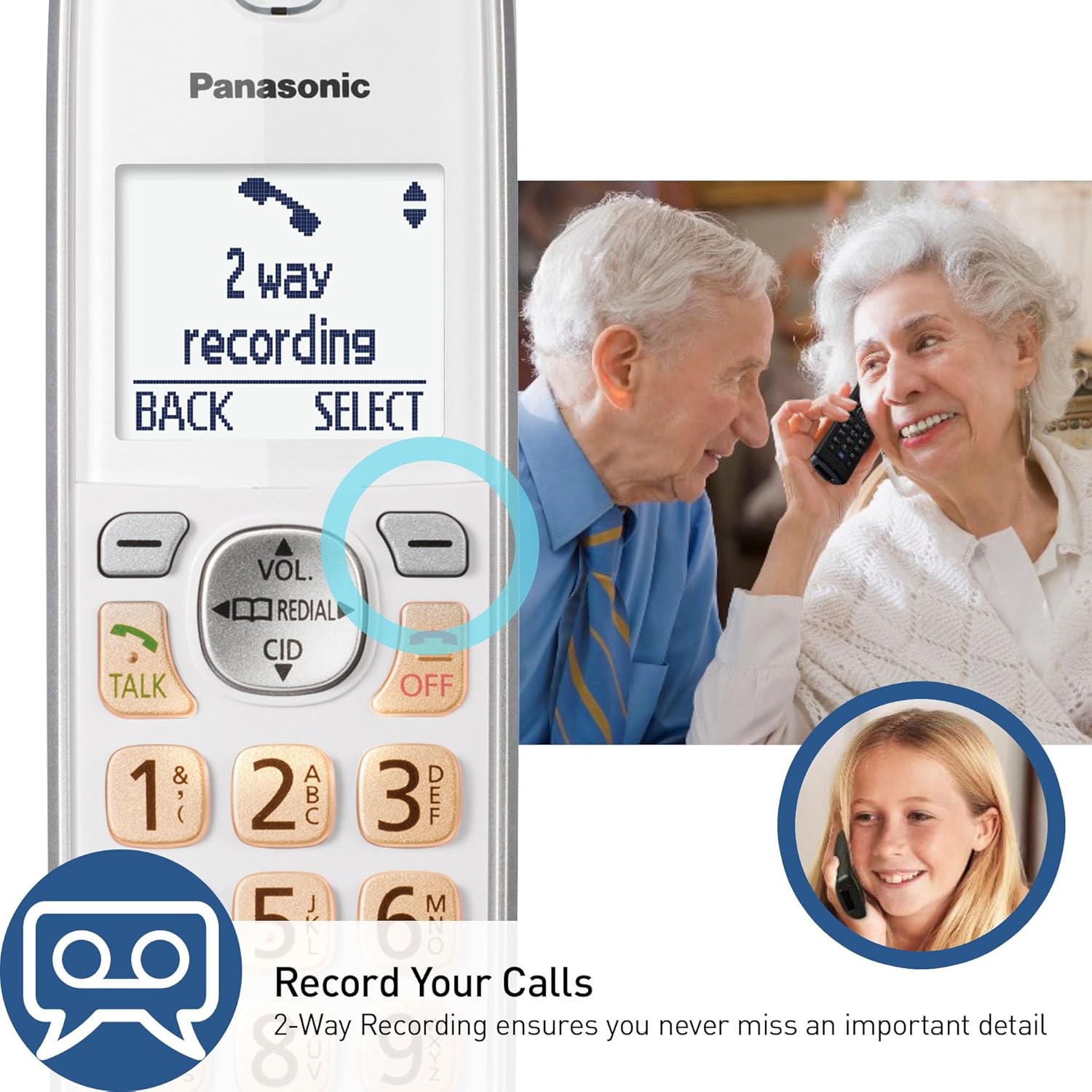 Panasonic Cordless Phone with Answering Machine, Link2Cell Bluetooth Home Phones, Voice Assistant and Advanced Call Blocking, Expandable System with 4 Handsets - KX-TGD864W (White)