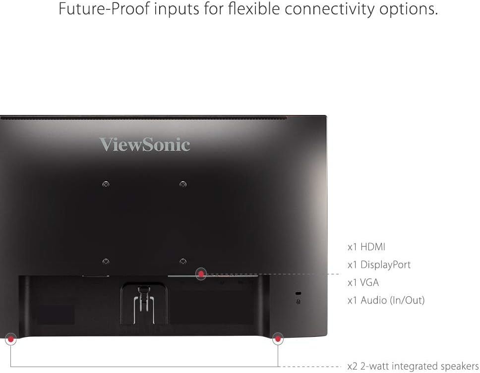 ViewSonic VA2256-MHD_H2 Frameless Dual Pack Head-Only 1080p IPS Monitors with HDMI DisplayPort and VGA for Home and Office Black (Renewed)