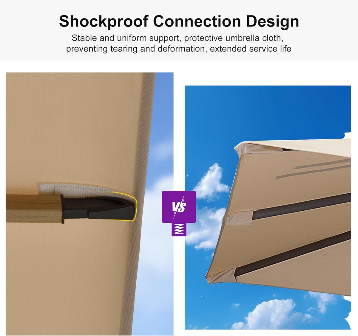 PURPLE LEAF 10' x 13' Rectangle Patio Cantilever Umbrella Large Hanging Umbrella Teak Finished Aluminum Frame Windproof Offset Outdoor Sun Umbrellas for Beach Pool Deck, Beige