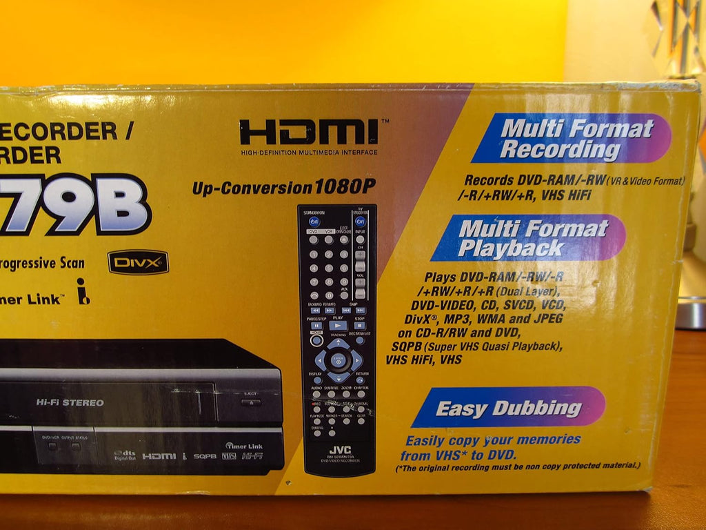 JVC DRMV79B Tunerless 1080p Upconverting DVD Recorder VCR Combo (Renewed)