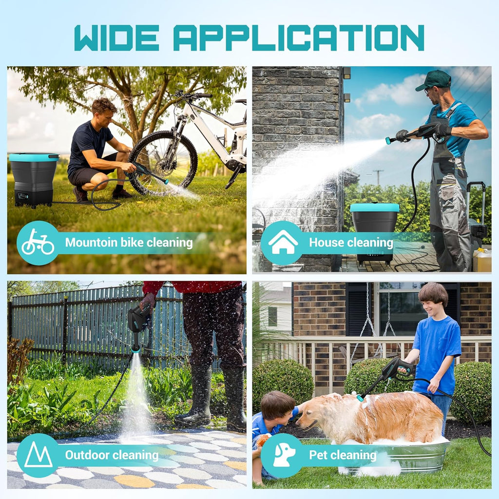 Cordless Washer,Foldable Washer with 4.5Gal Tank 10FT Hose