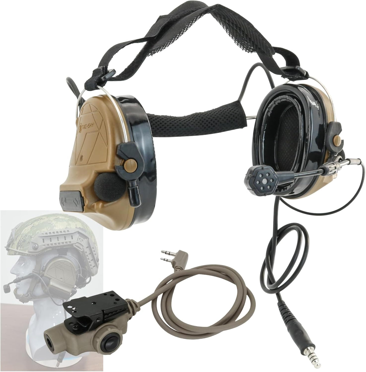 HEARFALCOM Tactical Headset C5 PRO Headphones with Mic Noise Cancelling for kenwoo Two-Way Radio for Airsoft CS Gaming