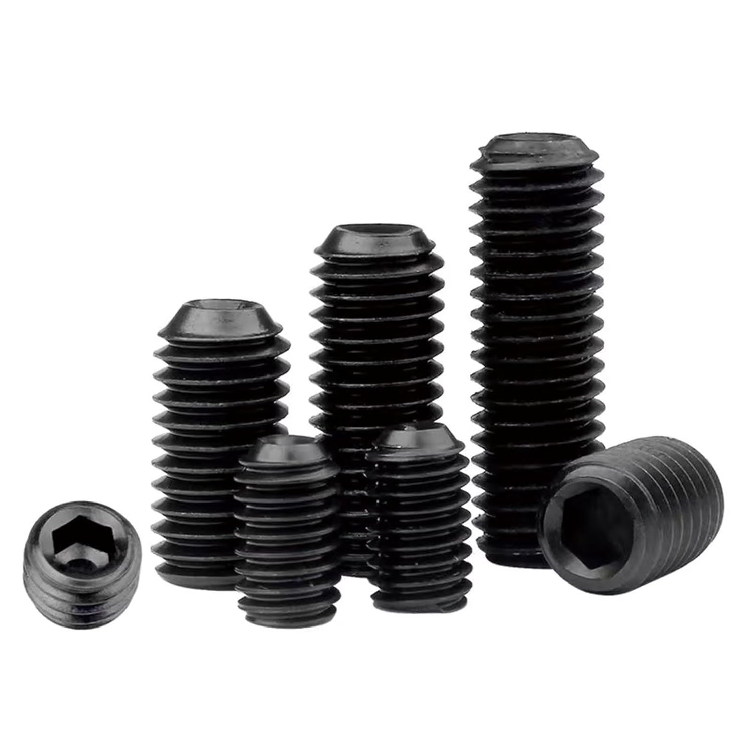 5/8"-18x5/8 Socket Set Screws, Cup Point, Fine, Alloy, Black Oxide, 25-Pack