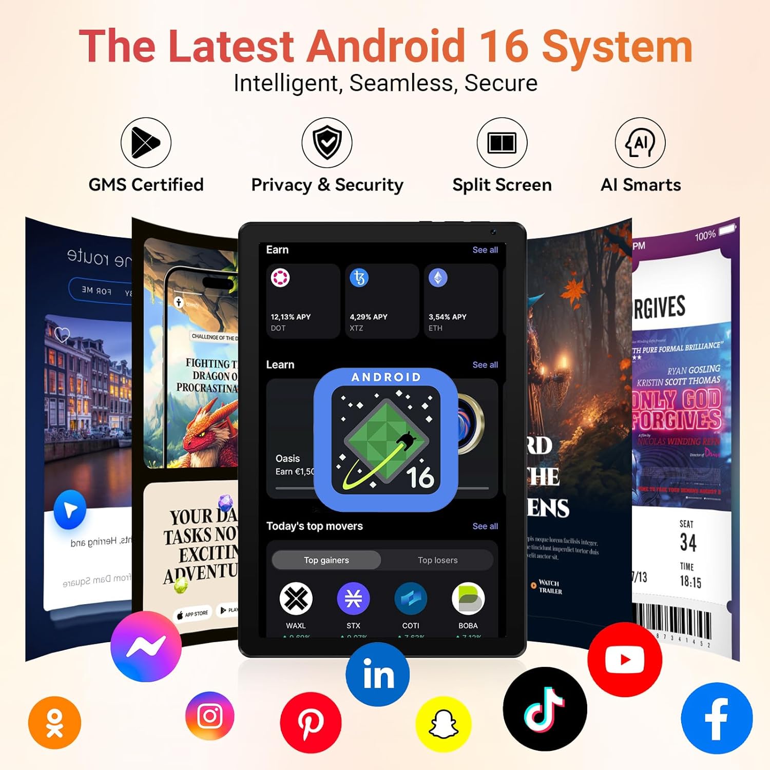 URAO Tablet,10.1" Android Tablet with Octa-core Processor 30GB RAM 128GB ROM HD IPS Touchscreen 8H Battery, Wi-Fi 6, BT 5.4, Dual Camera, Android 16 Tablets 2026