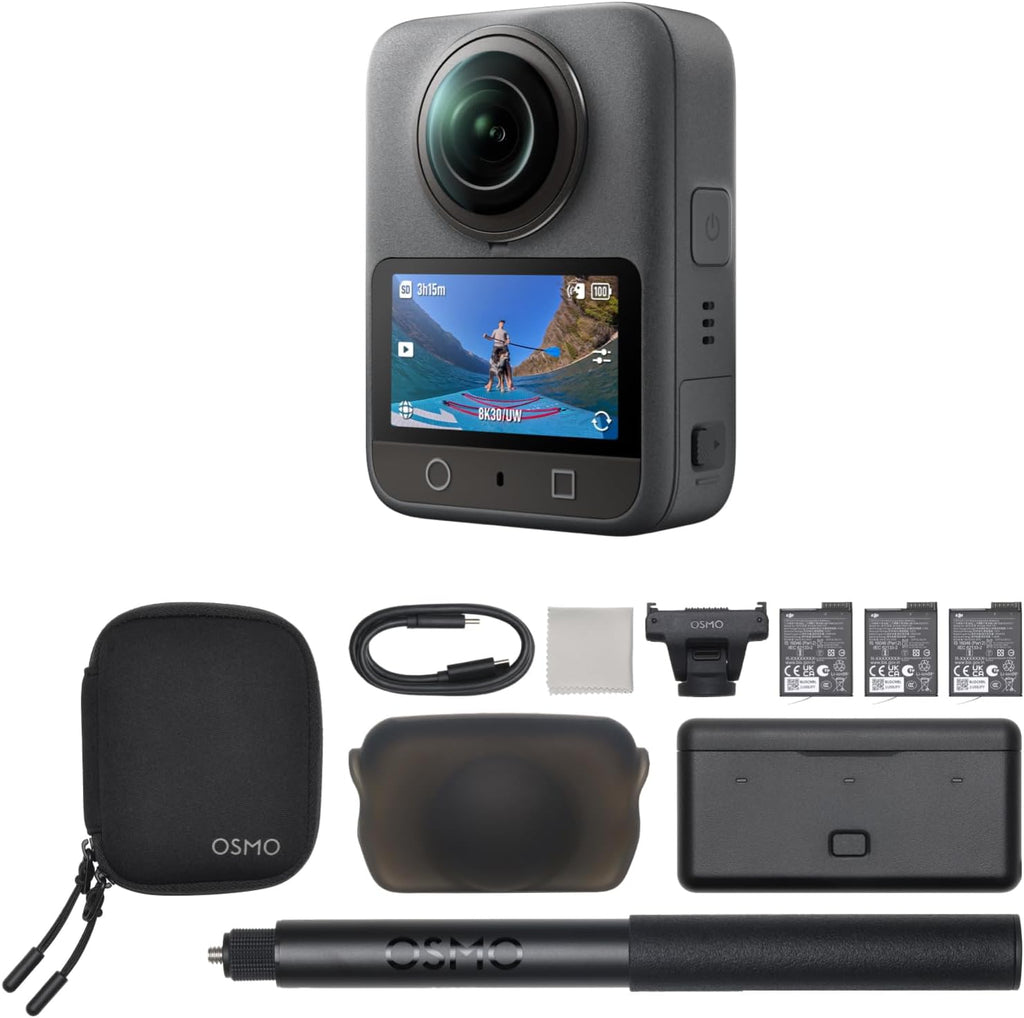 DJI Osmo 360 Camera Adventure Combo, Waterproof 360° Action Camera with 1-Inch 360° Imaging, Extended Battery Life with 3 Batteries, Native 8K 360° Video, 105GB Built-in Storage
