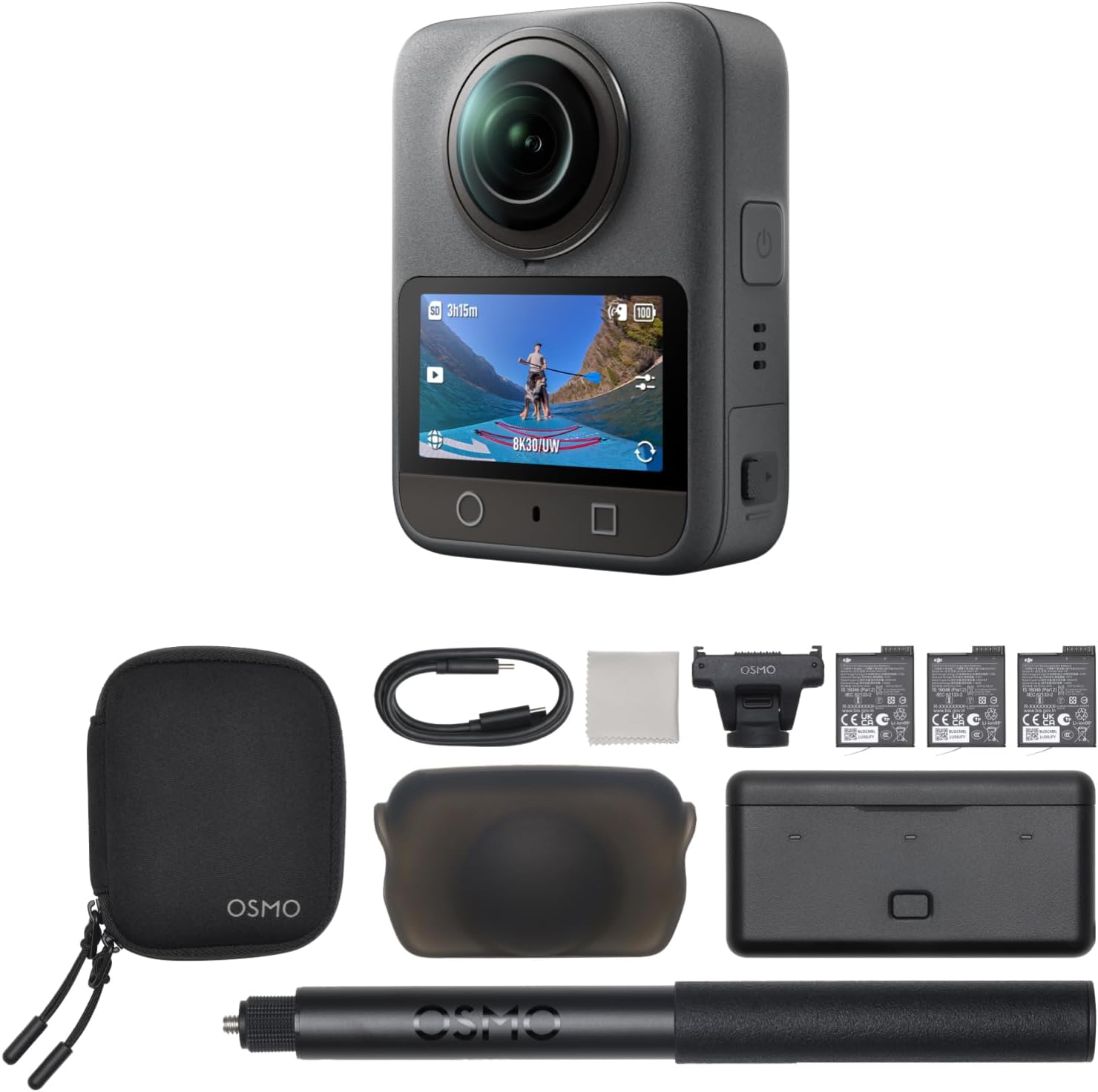 DJI Osmo 360 Camera Adventure Combo, Waterproof 360° Action Camera with 1-Inch 360° Imaging, Extended Battery Life with 3 Batteries, Native 8K 360° Video, 105GB Built-in Storage