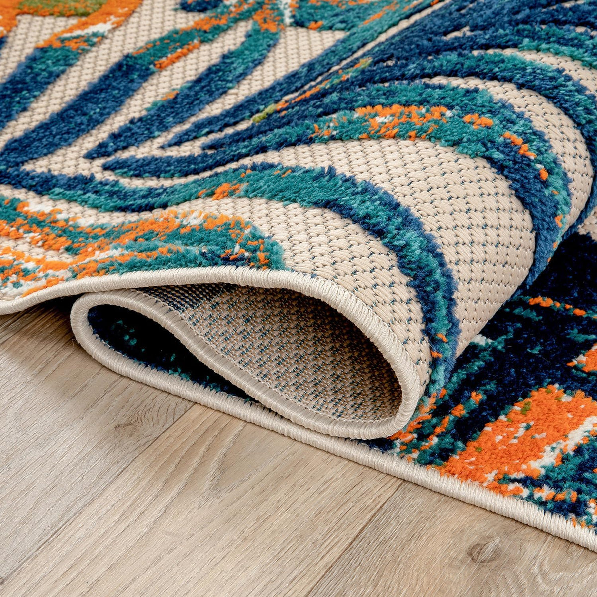Rugshop Tropical Floral Leaves Indoor/Outdoor Area Rug Durable Polypropylene, Non-Shedding, Easy to Clean, Perfect for Patio, Backyard, Deck and Outdoor Lounge High Traffic Areas, 10' x 14'