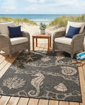 Rugs.com - Outdoor Coastal Rug – 5' 3 x 7' 1 Black Indoor/Outdoor Rug Easy-Clean Flatweave Perfect for Patio Deck and Porch