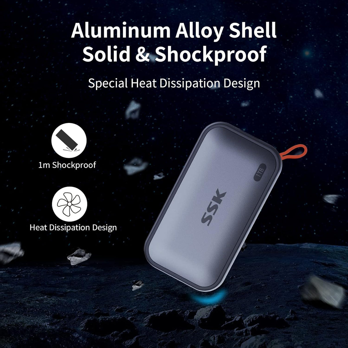 SSK Portable SSD 1TB External Solid State Drives, up to 1050MB/s USB C SSD External Hard Drive USB 3.2 Gen2 for iPhone 15/16/17Pro, Windows, Mac, Android Phones and Tablets