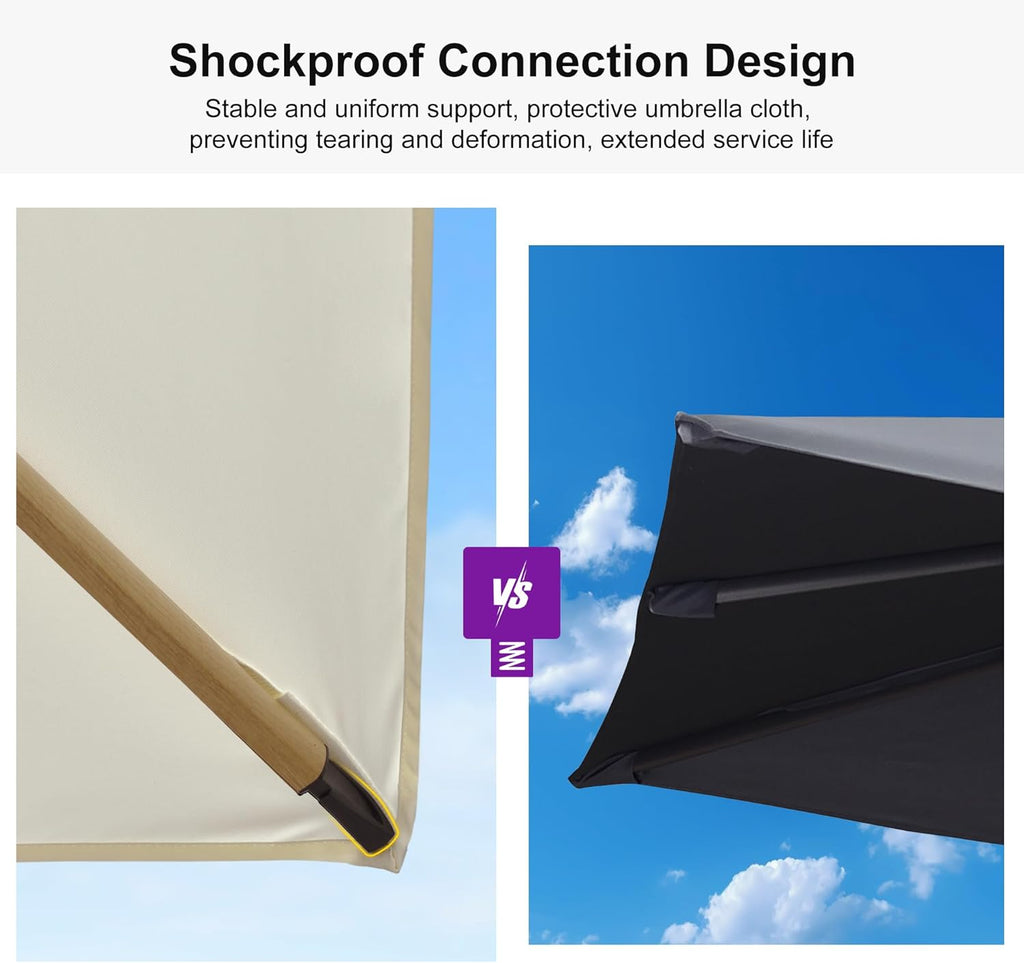 PURPLE LEAF 12FT Patio Umbrella Square Cantilever Umbrella Teak Finished Aluminum Frame Large Windproof Offset Outdoor Sun Umbrellas for Beach Pool Deck, Cream