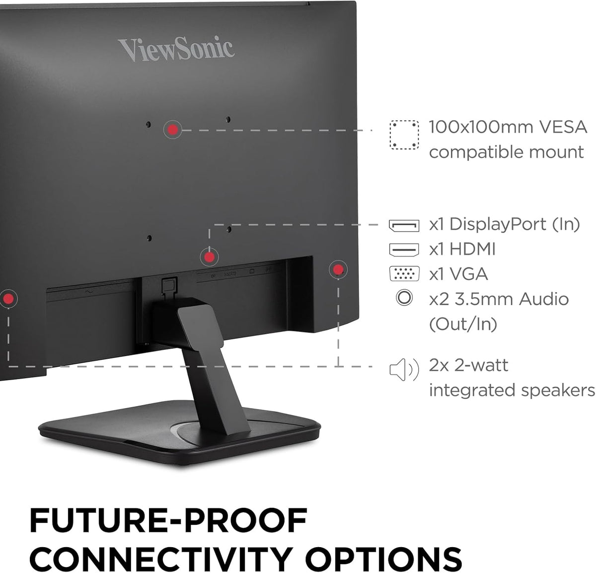 ViewSonic VA2456A-MHD 24 Inch 1080p Monitor, IPS Display with 120Hz for Enhanced Home and Office Productivity, Eye Care Technology, HDMI, DisplayPort, and VGA Inputs