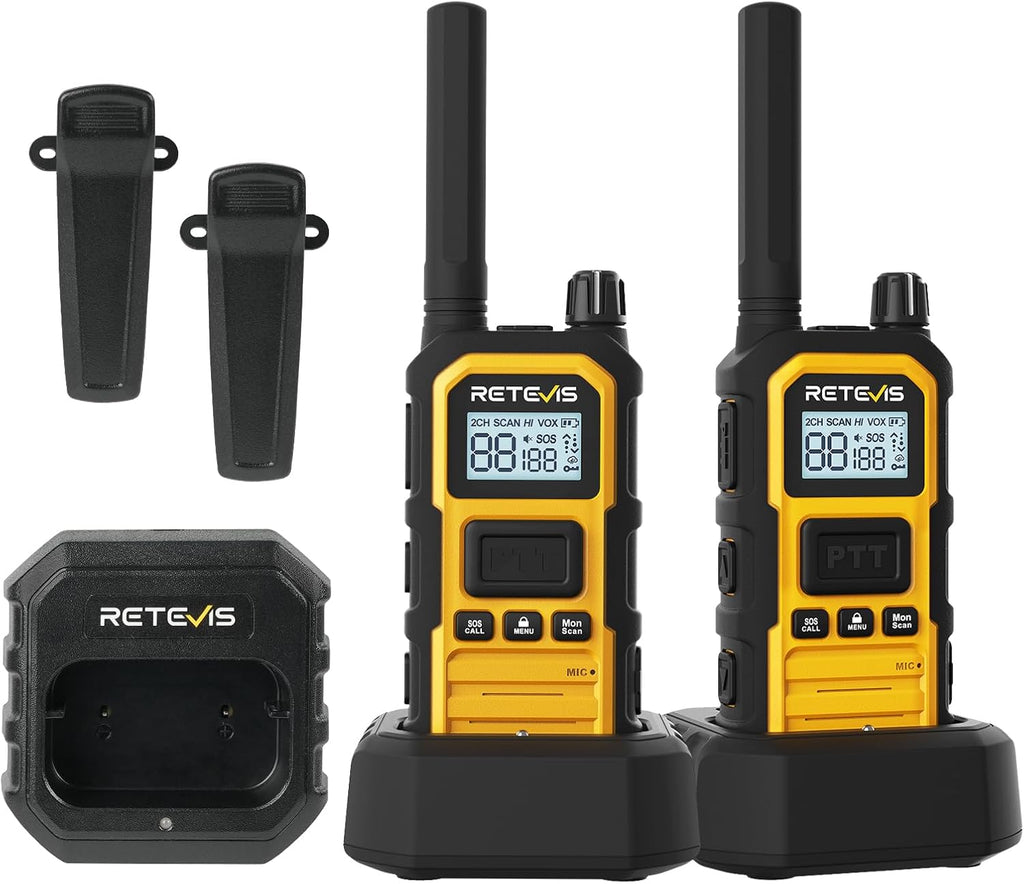 Retevis RB48 Plus Walkie Talkies Long Range, IP67 Waterproof Heavy Duty GMRS Two Way Radios, NOAA, USB-C Rechargeable, Vibration Alert, Emergency 2 Way Radios, for Off-Roading Hunting(2 Pack)