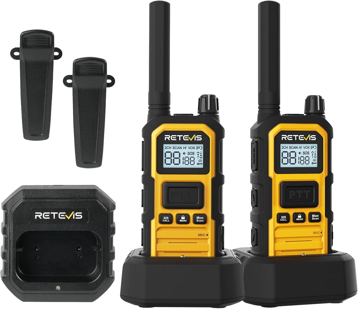 Retevis RB48 Plus Walkie Talkies Long Range, IP67 Waterproof Heavy Duty GMRS Two Way Radios, NOAA, USB-C Rechargeable, Vibration Alert, Emergency 2 Way Radios, for Off-Roading Hunting(2 Pack)