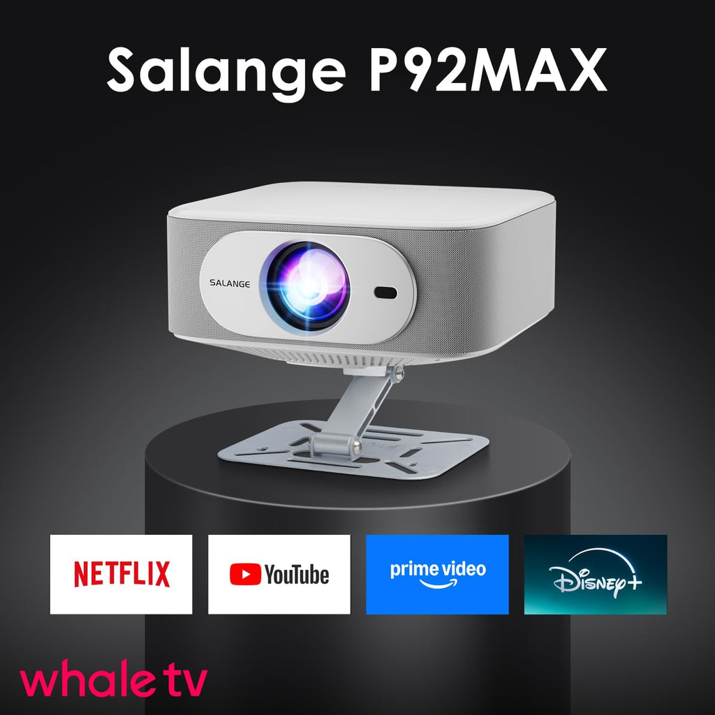 Smart Projector with Built in Apps, Mini Projectors 4K, Wifi and Bluetooth, FHD 1080P Outdoor Movies Proyector Compatible with Netflix, YouTube, PrimeVideo, Auto Keystone/Electric Focus (White)