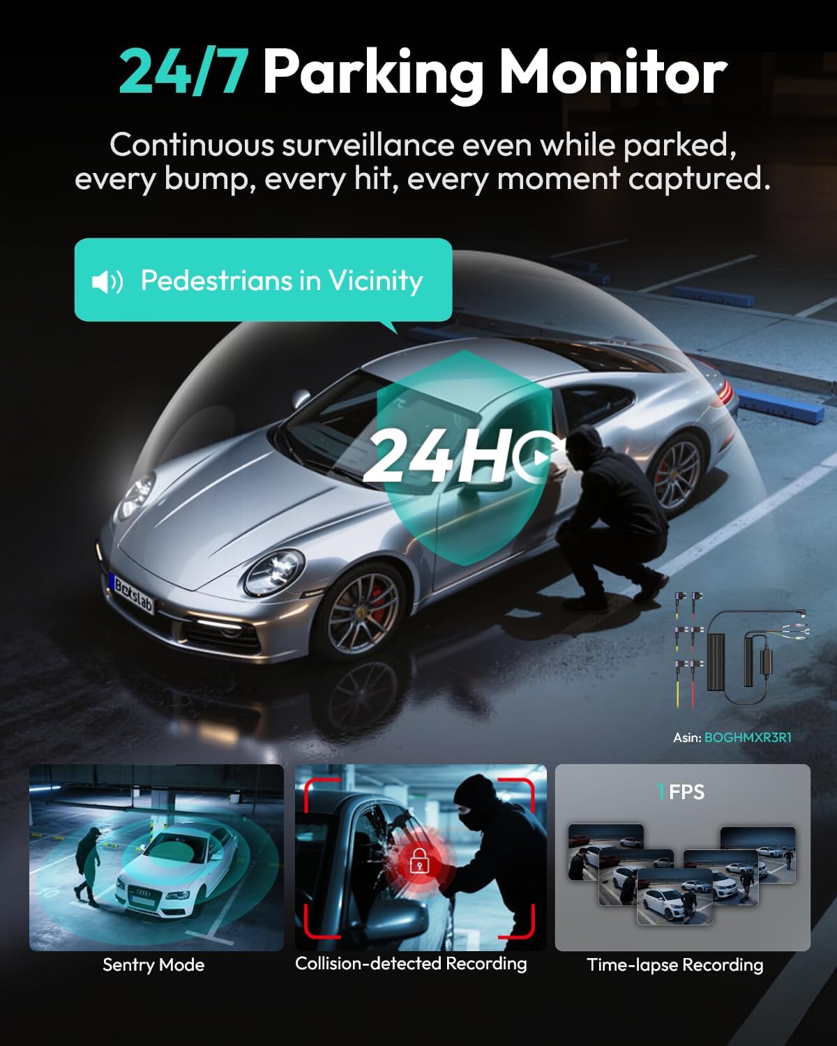 BOTSLAB 3K 4 Channel Dash Cam, 360° All-Sides View, Front and Rear Inside Car Camera with 3.18”Touch Screen, Dash Camera 24/7 Parking Mode, Built-in GPS 5.8GHz WiFi Voice Control, Free 128GB Card