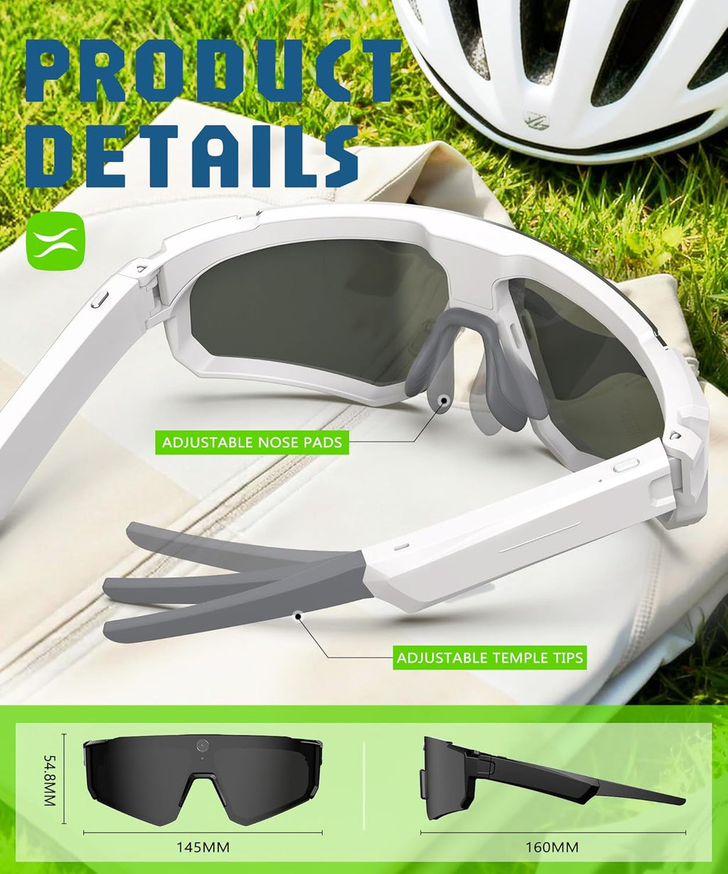 AI Smart Glasses with Camera 4K, Video Recording Glasses with Camera, Polarized Sports Sunglasses with EIS Stabilization, Dual Mic Noise Canceling, IP66, ChatGPT Enabled