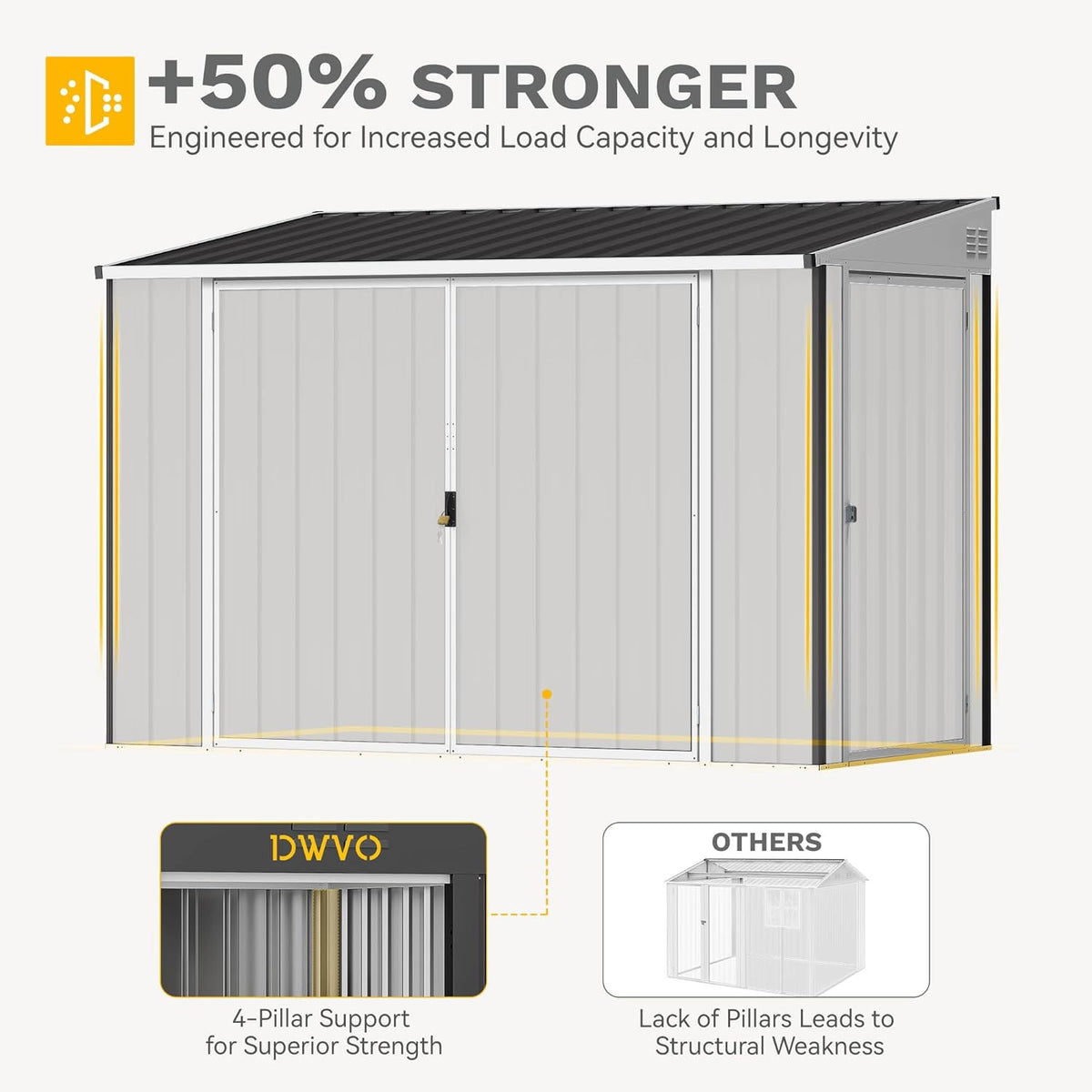 DWVO 7x4 FT Outdoor Weatherproof Storage Shed, Secure Metal Bike Shed w/Lockable Entry, Garden Storage Solution for Lawn Equipment, Tools, Waste Bin, Dark Gray
