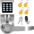 Electronic Smart Door Lock, Keyless Entry with Keypad, Key Fobs, Remote Control, Keys for Home, Office or Commercial, Silver NDL302