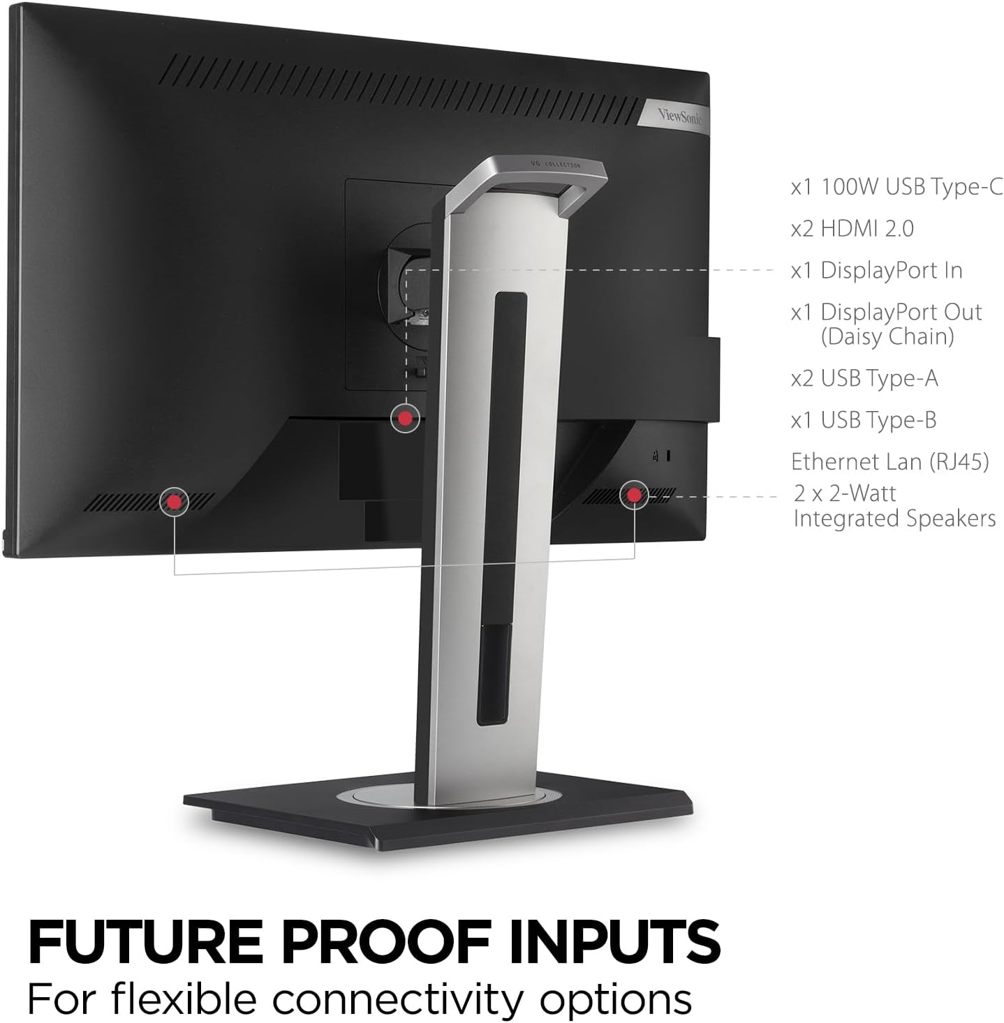 ViewSonic VG2756A-2K 27" IPS 1440p Docking Monitor with 100W USB C, Ethernet RJ45, HDMI, Display Port and 40 Degree Tilt (Renewed)