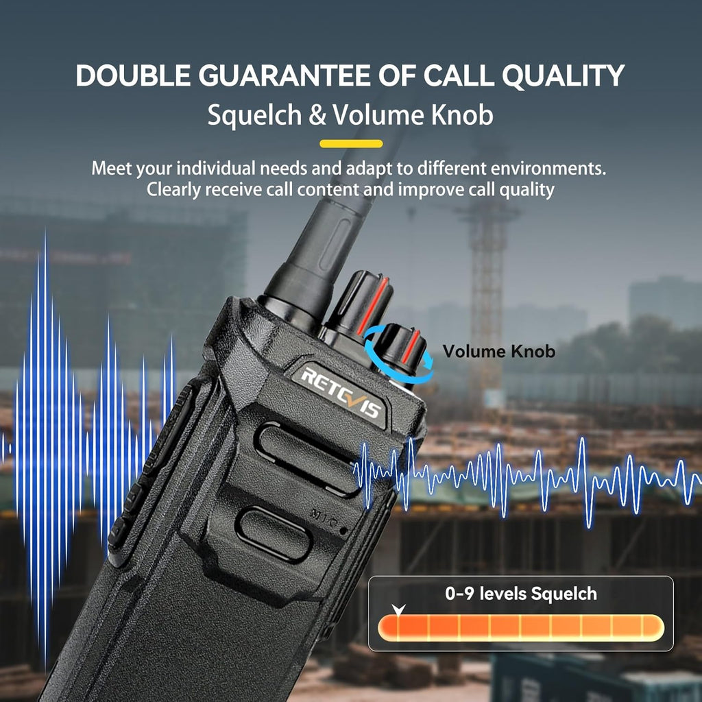 Retevis RT48 Waterproof Walkie Talkies,Heavy Duty Rugged 2 Way Radio,IP67 Dustproof,Waterproof up to 1m/30min,1200mAh Rechargeable Professional Two Way Radio,VOX,SOS,for Construction Business(6Pack)