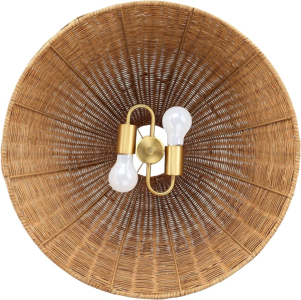 Nathan James Augustine Modern Farmhouse Rattan Pendant Light, Rattan Chandelier Pendant Lamp Shade for Kitchen or Living Room