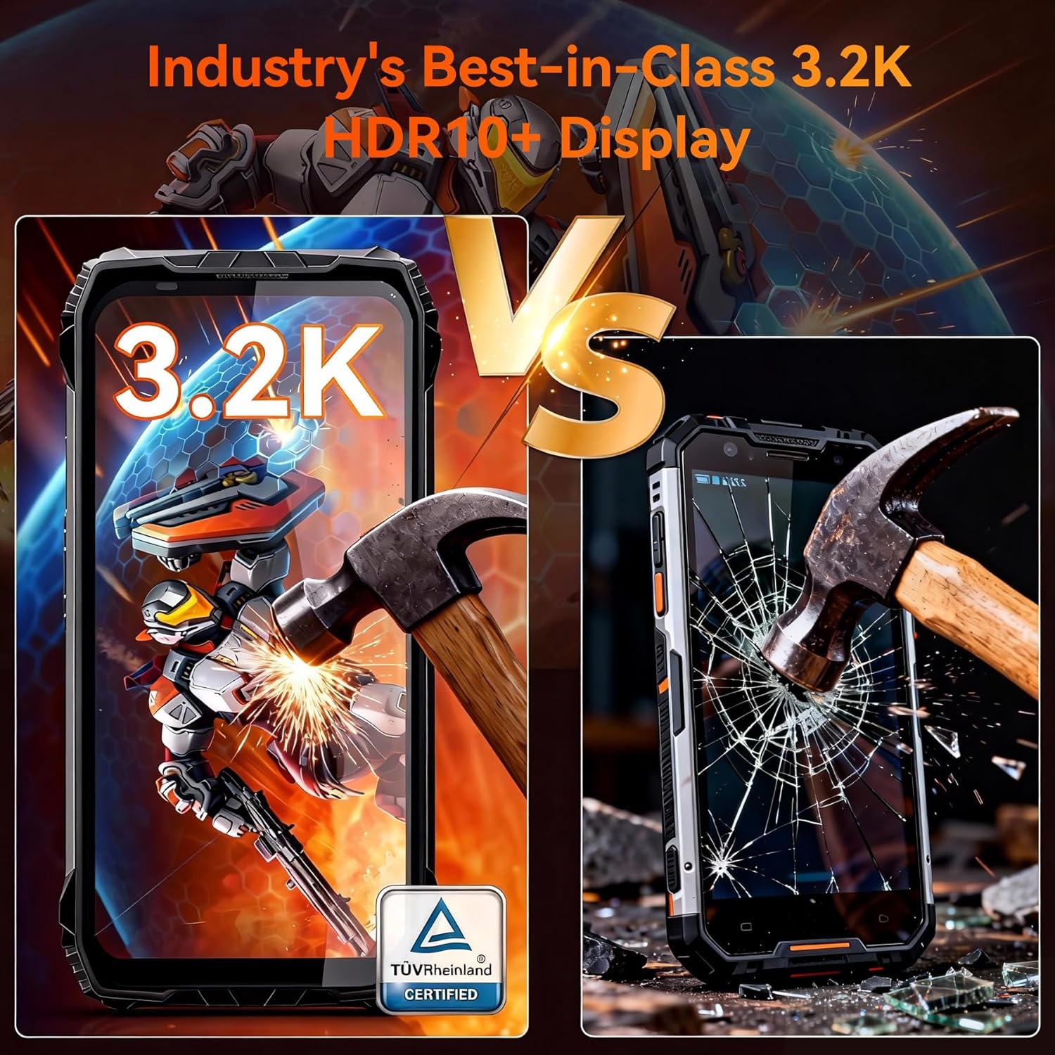 Blackview XPLORE 2 Gemini AI 5G Rugged Phone with Projector, Dimensity 8300 Android 15 6.73" 3.2K AMOLED 20000mAh/120W 36GB+256GB T-Mobile, 50MP+20MP Night Vision, 467LM Dual Camp Lights WiFi6E IP69K